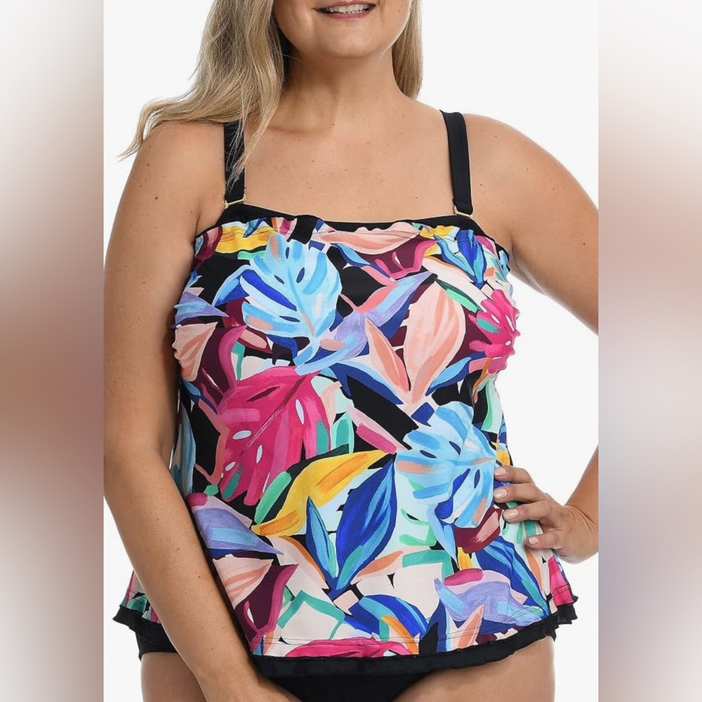Maxine of Hollywood Ruffle Bandeau Tankini Top, sz 22W
